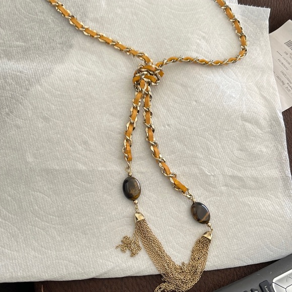 Necklace white house black market. Made by leather color gold - Picture 2 of 4